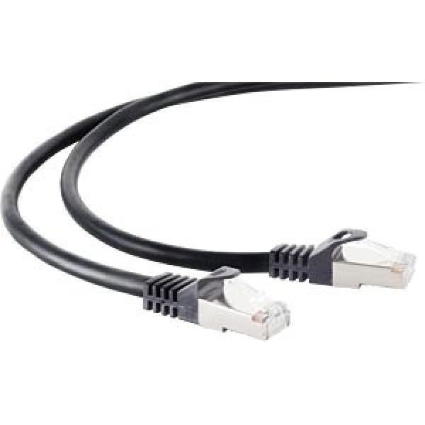 Cat.6A  Patchkabel S/FTP , 2 x RJ45 Stecker , Cat.7 Rohkabel PUR ( LSZH) Mantel , schwarz -0,5m