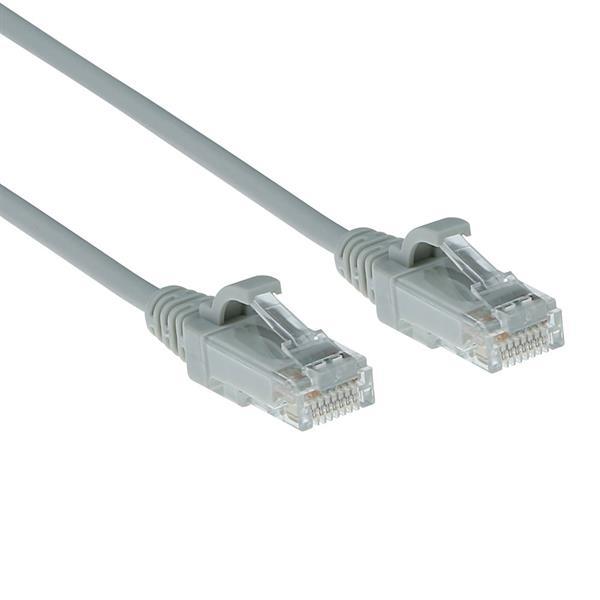 Cat.6e Slim-Patchkabel Kdm-3,8mm  U/UTP Snag-less , AWG28 LSZH , mit RJ45 Steckern , grau - 1m