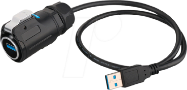 IC01-24U301 Industrie Anschlußkabel USB3.0 ,Typ A Stecker > A Stecker -Klick-Arr. , M24 ,IP65/67 , schwarz - 0.50m