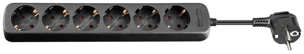 Steckdosenleiste 6-fach Strombuchsen, VDE /CE geprüft, 16A ,schwarz - Kabel 1.5m