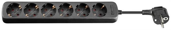 Steckdosenleiste 6-fach Strombuchsen, VDE /CE geprüft, 16A ,schwarz - Kabel 3m