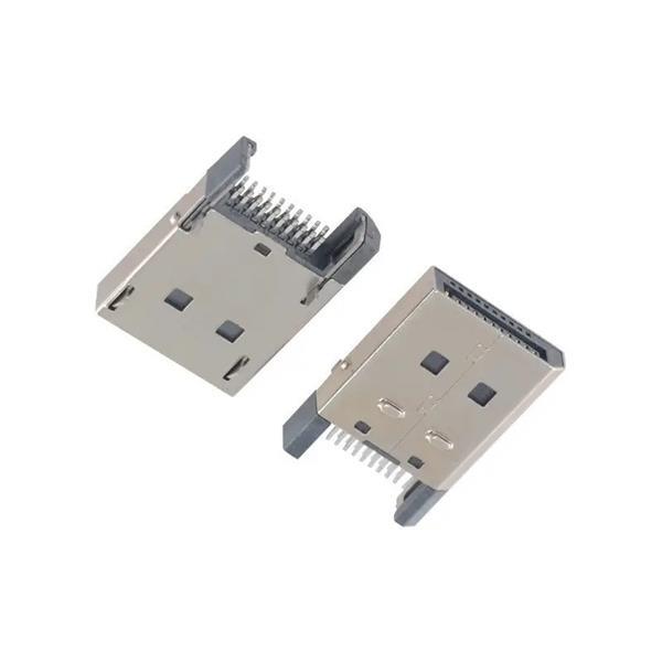 DisplayPort Stecker 20P ,vertikal für Leiterplatten , Gold/Nickel plated