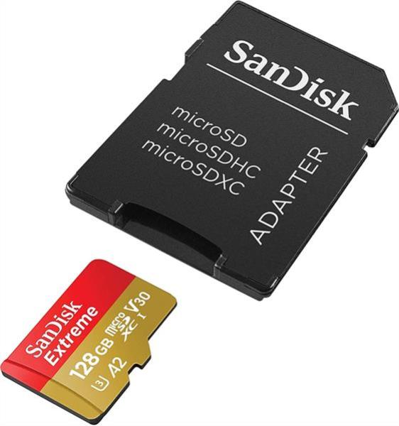 SanDisk Extreme microSDXC 128GB + SD Adapter + Rescue Pro Deluxe 160MB/s A2 C3 V30 UHS-I U3