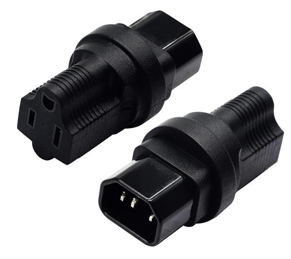 USA Strom / Netzadapter , Nema 5-15R Buchse  > C14 Stecker , 15A / 125V   - schwarz