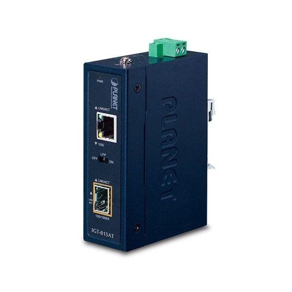 Industrie Konverter IGT-815AT ,10/100/1000Base-T , 9 -48V DC / 24V AC , 1x SFP , IP30 , Hutschienen/Wand Montage