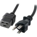 USA / Kanada -Netzkabel , Stecker B(NEMA 5-15P) - C19, Kabel:  SJT 3x AWG16 ,schwarz - 2.5m