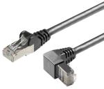 Cat.6A Patchkabel ,10 Gigabit  S/FTP, RJ45 STP <> RJ45 STP Stecker unten gewinkelt , schwarz - 1m