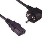 Netzkabel Europa , Stecker CEE7/7  90°  <> C13 gerade , 1mm², CE, VDE , schwarz - 5m