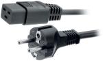 Netzkabel, Stecker CEE7/7  180° <> C19 180° , 1.5mm², VDE , schwarz - 3m