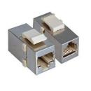 RJ45 Keystone-Adapter Cat.6A  STP, 2 x RJ45 gerade Buchsen , einrastend - silber