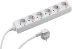 Steckdosenleiste, 6-fach Strombuchsen Schutzkontakt ,1,5 mm² , bis 3500 Watt , weiß - Kabel 5m
