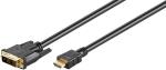 HDMI /DVI-D Kabel , HDMI-Stecker (Typ A) <> DVID - Stecker (beide Richtungen), vergoldet , schwarz -3m