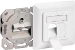 Cat.6A Datendose 10Gbit, designfähig 2fach UPEK, 2x RJ45 STP, RAL9010 - links/rechts ,weiß