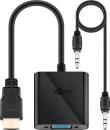 HDMI / VGA Kabel-Adapter , HDMI19 Typ A Stecker  > VGA + 3.5mm Stereo Bu., schwarz -  0.10m