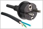 Netzkabel Gummi/Neopren 1.5 mm², CEE 7/7 <> Open-End , 3cm abgemantelt , schwarz - 3m